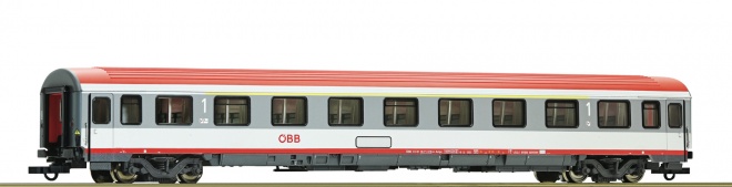 Passenger car 1st class type Eurofima in New livery<br /><a href='images/pictures/Roco/Roco-45352.jpg' target='_blank'>Full size image</a>